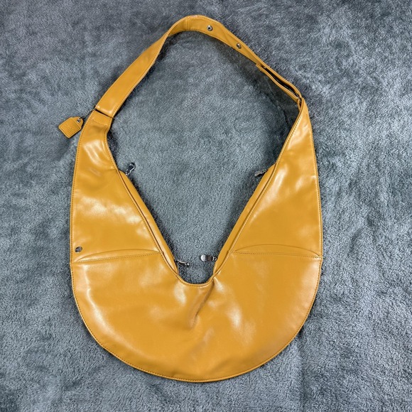 Sash Bag Vegan Faux Leather Yellow Crossbody Travel Sling Purse Adjustable - Picture 1 of 16